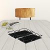 Set Of Two 20" Black Rectangular Metal and Mirror Handmade Trays
