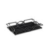 Set Of Two 20" Black Rectangular Metal and Mirror Handmade Trays