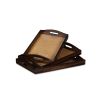 24" Brown Rectangular Wood Handmade Tray With Handles