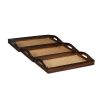 24" Brown Rectangular Wood Handmade Tray With Handles