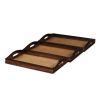 24" Brown Rectangular Wood Handmade Tray With Handles