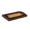 Set Of Three 20" Brown Rectangular Woven Wood Tray With Handles