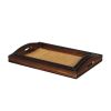 Set Of Three 20" Brown Rectangular Woven Wood Tray With Handles