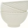 White Four Piece Weave Stoneware Service For Four Bowl Set