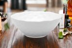 White Six Piece Round Pebbled Porcelain Service For Six Bowl Set