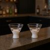 Set of Two Clear Crystal Glass Conical Shape Stemless Martini Glass