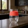 Clear And Coral Tritan Plastic Convex Curve Shape Stemless All Purpose Wine Glass