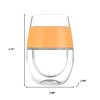 Clear And Orange Tritan Plastic Convex Curve Shape Stemless All Purpose Wine Glass