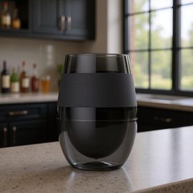 Black Tritan Plastic Convex Curve Shape Stemless All Purpose Wine Glass