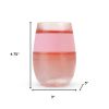 Clear And Pink Tritan Plastic Convex Curve Shape Stemless All Purpose Wine Glass