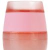 Clear And Pink Tritan Plastic Convex Curve Shape Stemless All Purpose Wine Glass