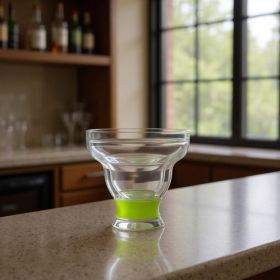 Clear And Green Tritan Plastic Unique Shape Stemless Margarita Glass