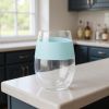 Clear And Blue Tritan Plastic Convex Curve Shape Stemless All Purpose Wine Glass