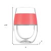 Set of Four Clear And Blue Tritan Plastic Convex Curve Shape Stemless All Purpose Wine Glass