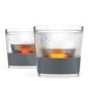 Set of Two Clear And Gray Tritan Plastic Straight Shape Stemless Whiskey Glass