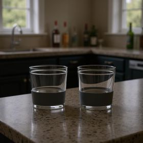 Set of Two Clear And Gray Tritan Plastic Straight Shape Stemless Whiskey Glass