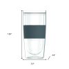 Set of Two Clear And Gray Plastic Straight Shape Stemless Drinking Glass