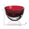 6" Red Mouth Blown Crystal Thick Walled Bowl