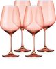 Set of Four Coral Crystal Balloon Bowl Stemmed Red Wine Glass