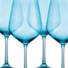 Set of Four Blue Crystal Balloon Bowl Stemmed Red Wine Glass