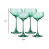Set of Four Green Crystal Shallow Bowl Stemmed Coupe