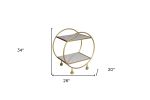 Gray and Gold Iron And Marble Rolling Bar Cart