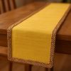 72" Yellow And Natural Cotton And Jute Table Runner