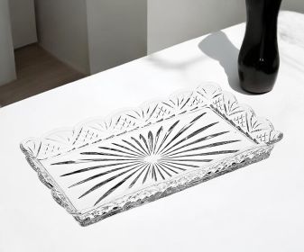 10" Clear Rectangular Cut Crystal Serving Tray