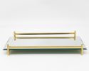 16" Mirror and Gold Rectangular Glass Vanity Tray