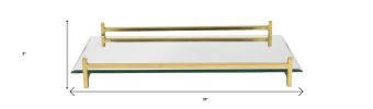 16" Mirror and Gold Rectangular Glass Vanity Tray