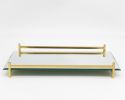 16" Mirror and Gold Rectangular Glass Vanity Tray