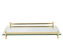 16" Mirror and Gold Rectangular Glass Vanity Tray