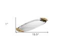 20" Silver And Gold Oval Stainless Steel Handmade Serving Tray With Handles