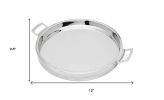 12" Silver Round Stainless Steel Serving Tray With Handles