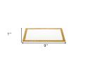 9" Gold and White Rectangular Metal Serving Tray