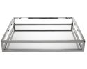 14" White and Silver Square Metal Serving Tray