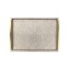 Set of Two Taupe Wood Geometric Handmade Serving Trays With Handles