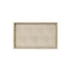 16" Cream Wood and Vinyl Faux Shagreen Serving Tray With Gold Handles