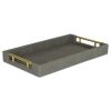 16" Gray Wood Faux Shagreen Serving Tray With Handles