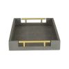 16" Gray Wood Faux Shagreen Serving Tray With Handles