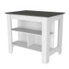 41" Dark Gray and White Wood Kitchen Island Set With Storage