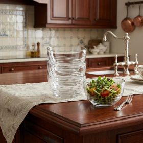Clear Four Piece Round Swirl Acrylic Service For Four Bowl Set