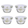 Clear and Green Four Piece Palm Tree Acrylic Service For Four Bowl Set