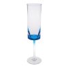 Set of Four Clear And Blue Acrylic Round Bowl Stemmed Flute