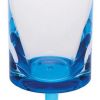 Set of Four Clear And Blue Acrylic Round Bowl Stemmed Flute