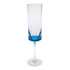 Set of Four Clear And Blue Acrylic Round Bowl Stemmed Flute