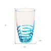 Set of Four Clear and Blue Swirl Acrylic Highball Glasses