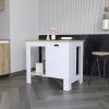 White and Natural 35" Kitchen Island With Storage
