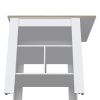 35" Natural and White Wood Kitchen Island With Storage