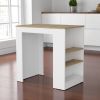 36" Oak and White Wood Kitchen Island With Storage